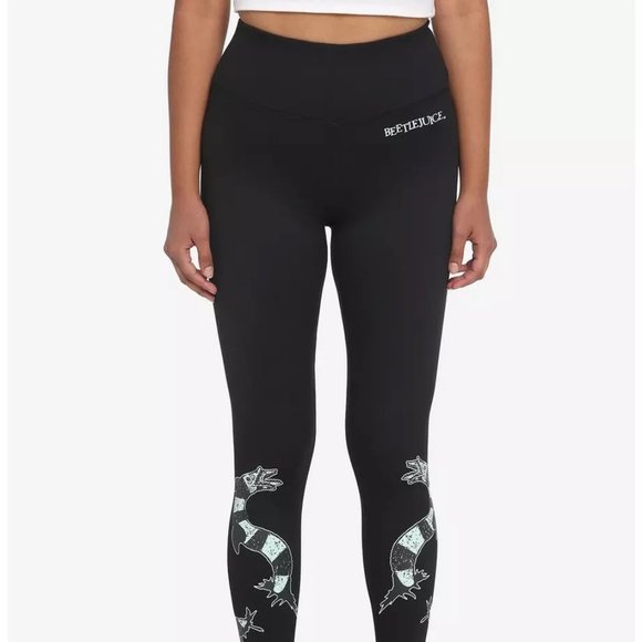 Beetlejuice black leggings bottoms pants size Small halloween glow in the dark - Picture 2 of 8